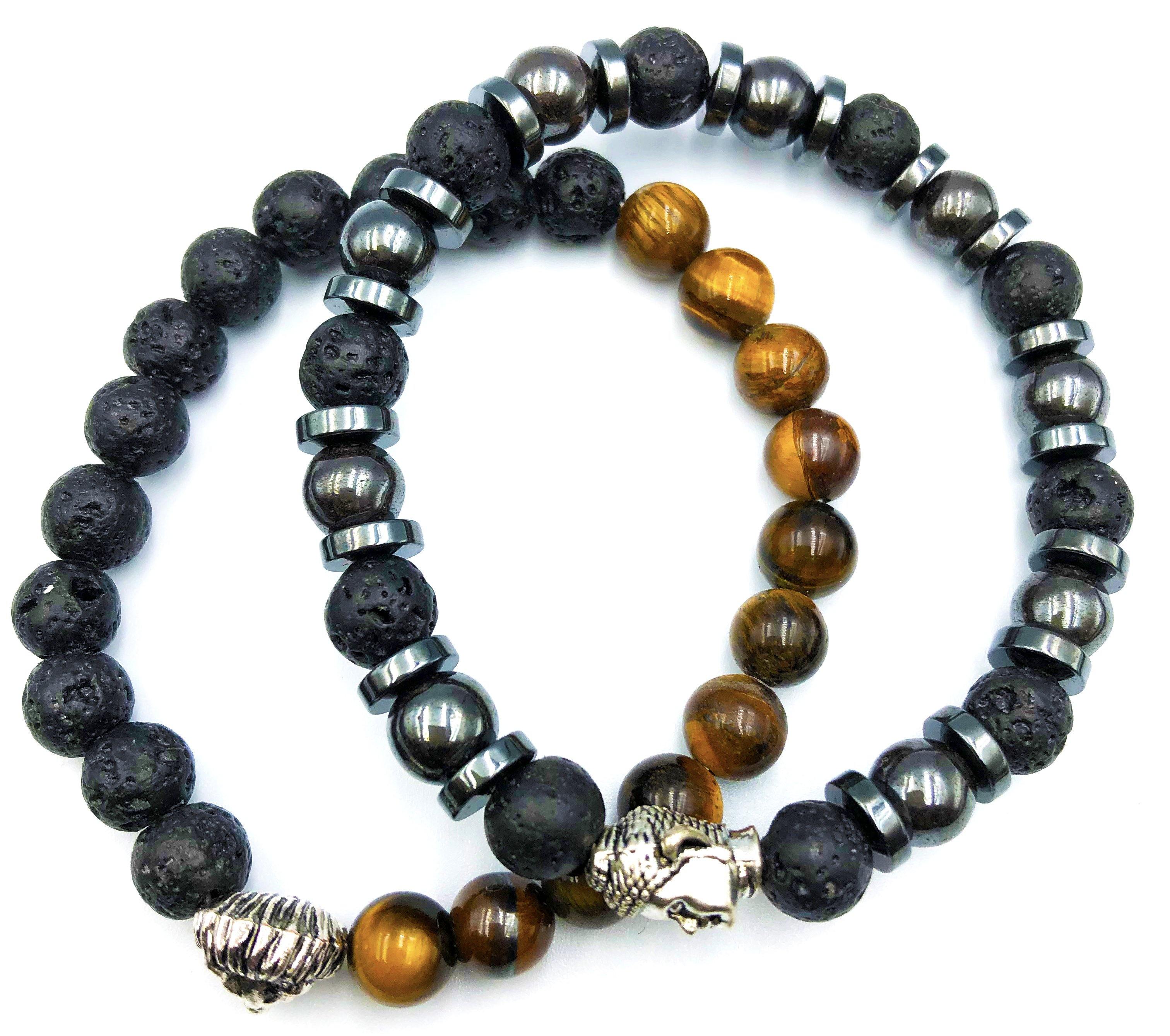 Buddha and Lion Beaded Bracelet - 8mm - Lambence 